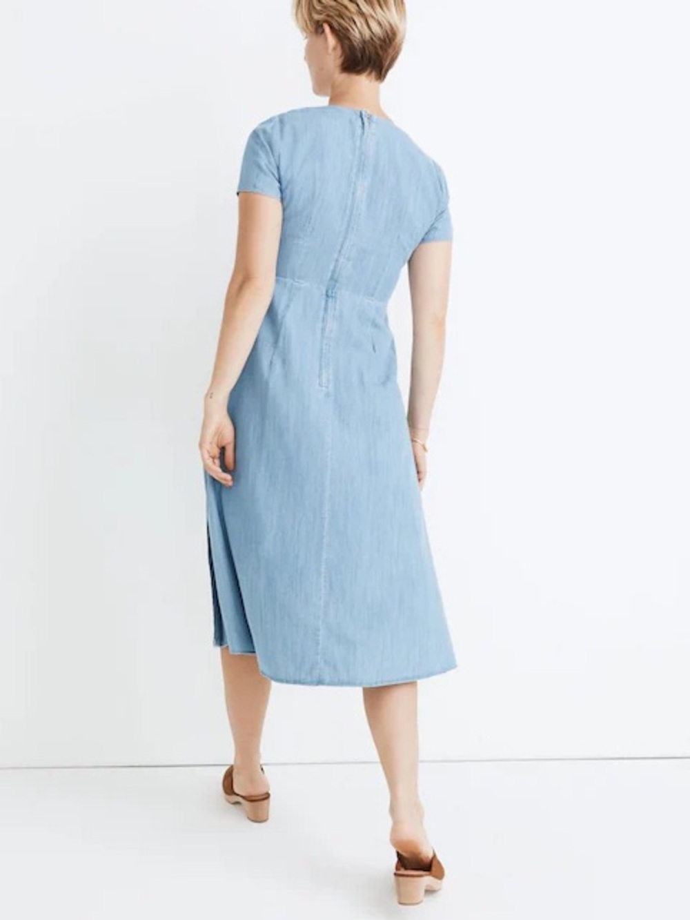 [Madewell] Indigo Button-Wrap Midi Dress in Faded Indigo - Picture 9 of 10
